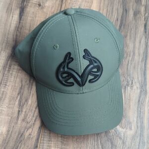Realtree Olive Green Cap with Black Logo. Velcro Adjustable Strap.